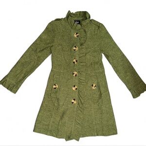 Luii Olive Button-Up Trench Coat